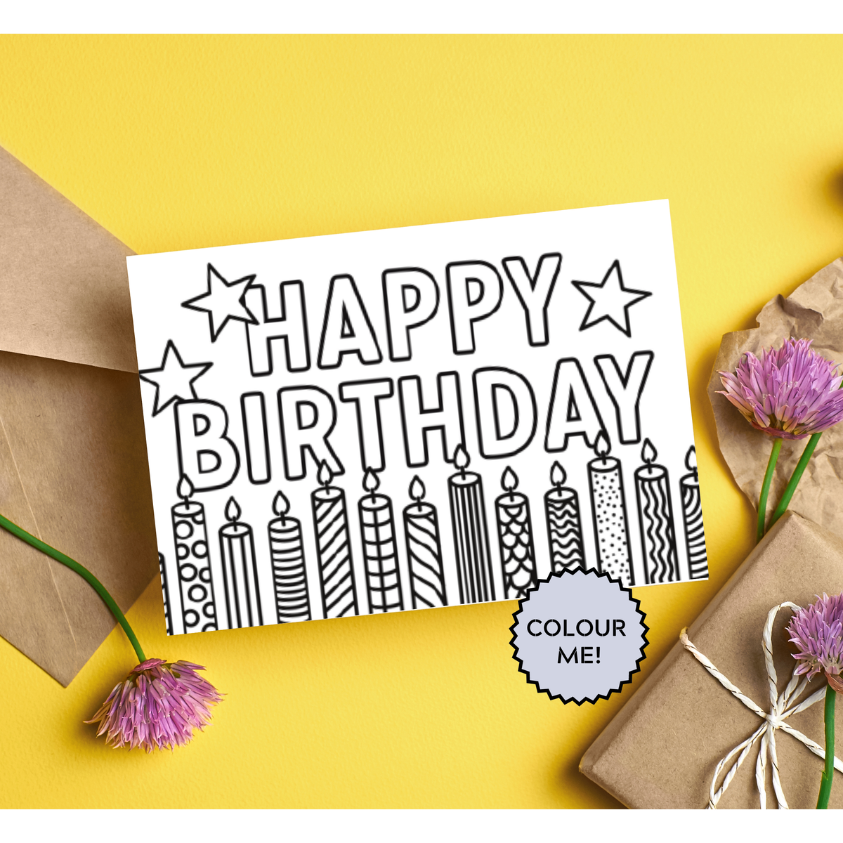 Colour Me - Happy Birthday Card with Envelope