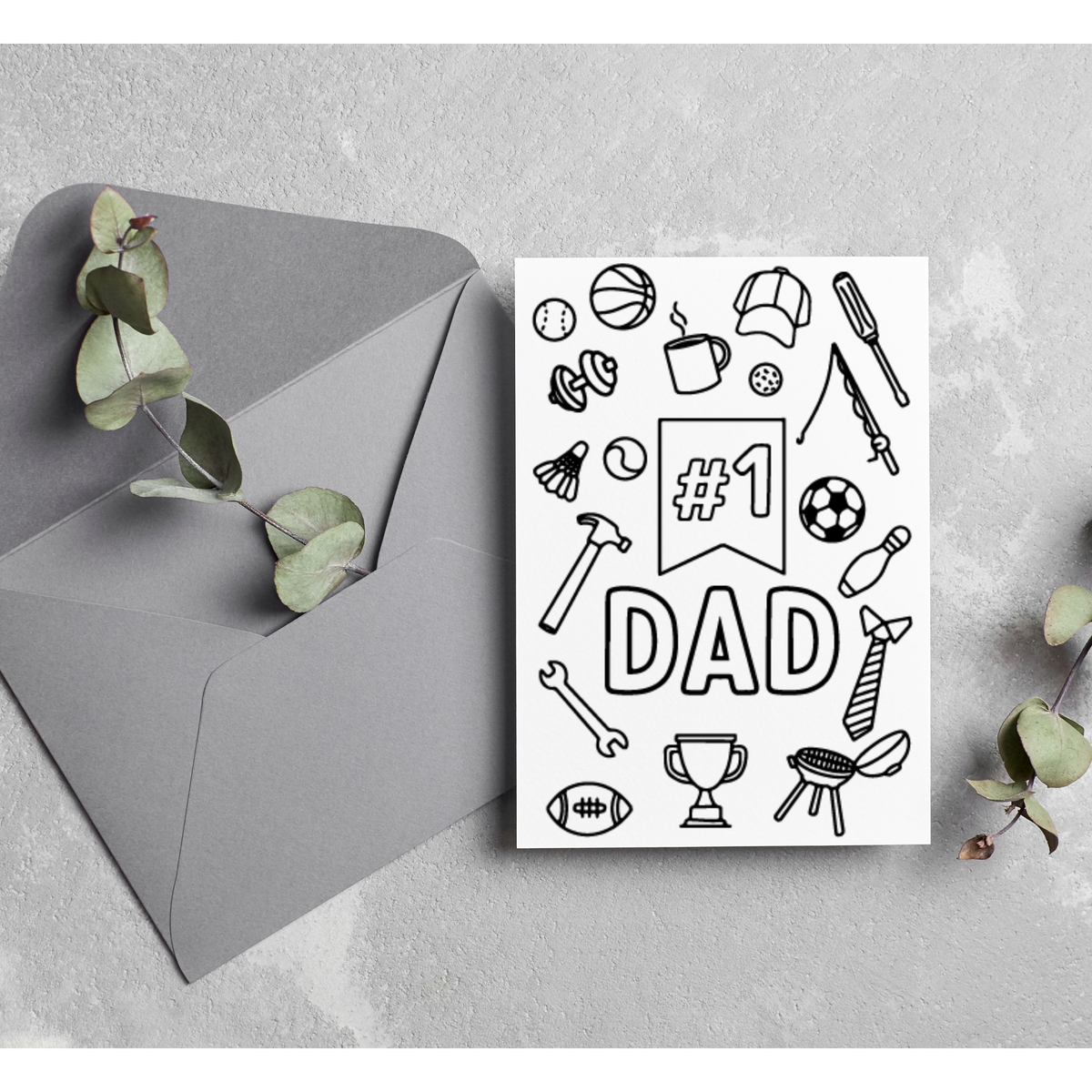 Colour Me - #1 Dad Card with Envelope