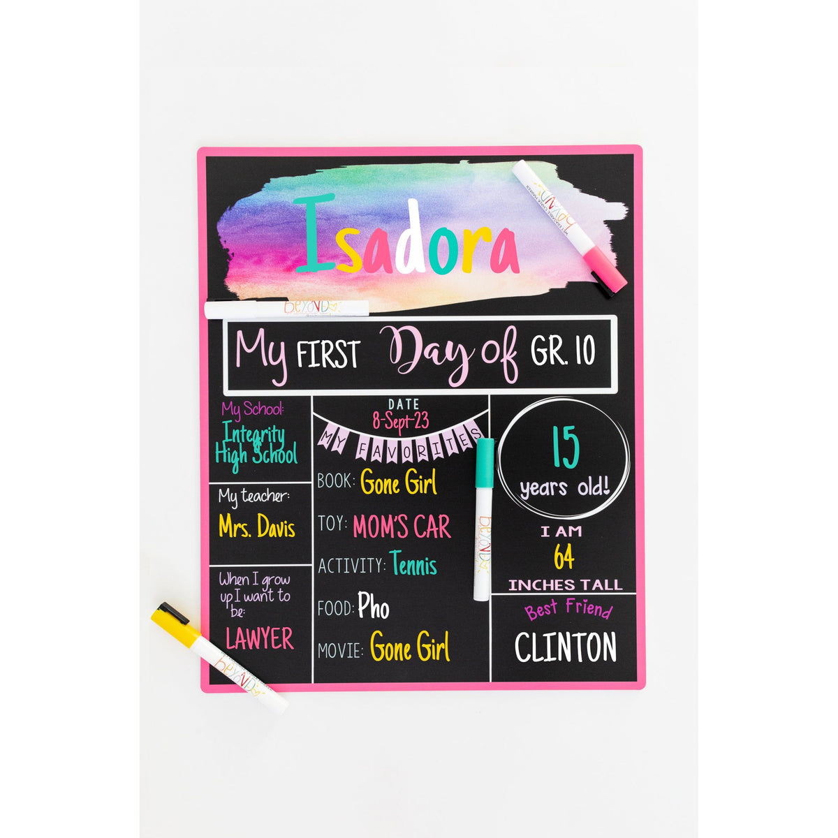 IMPERFECT Back to School Board - Rainbow Watercolour