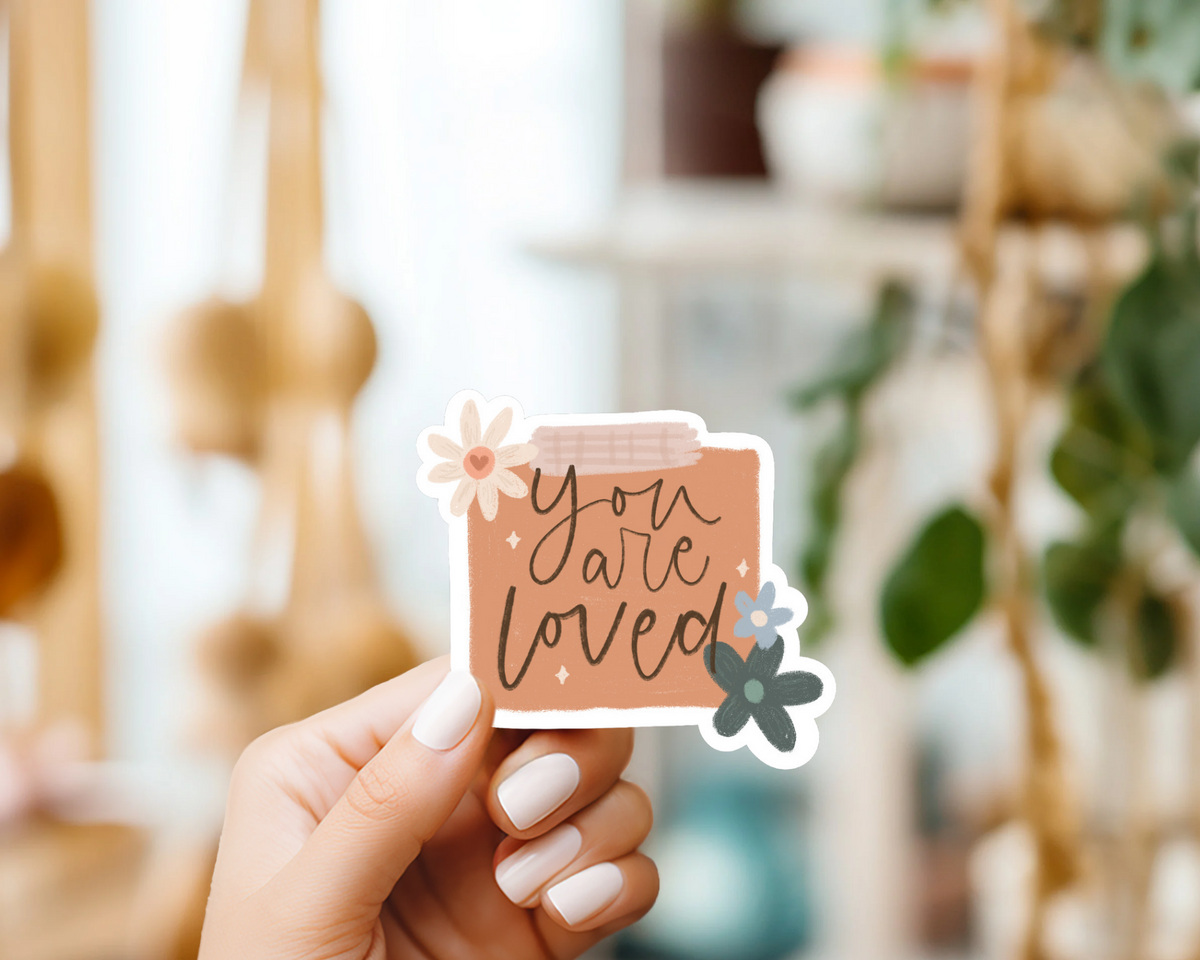 You Are Loved Floral Sticker | Water Resistant Sticker