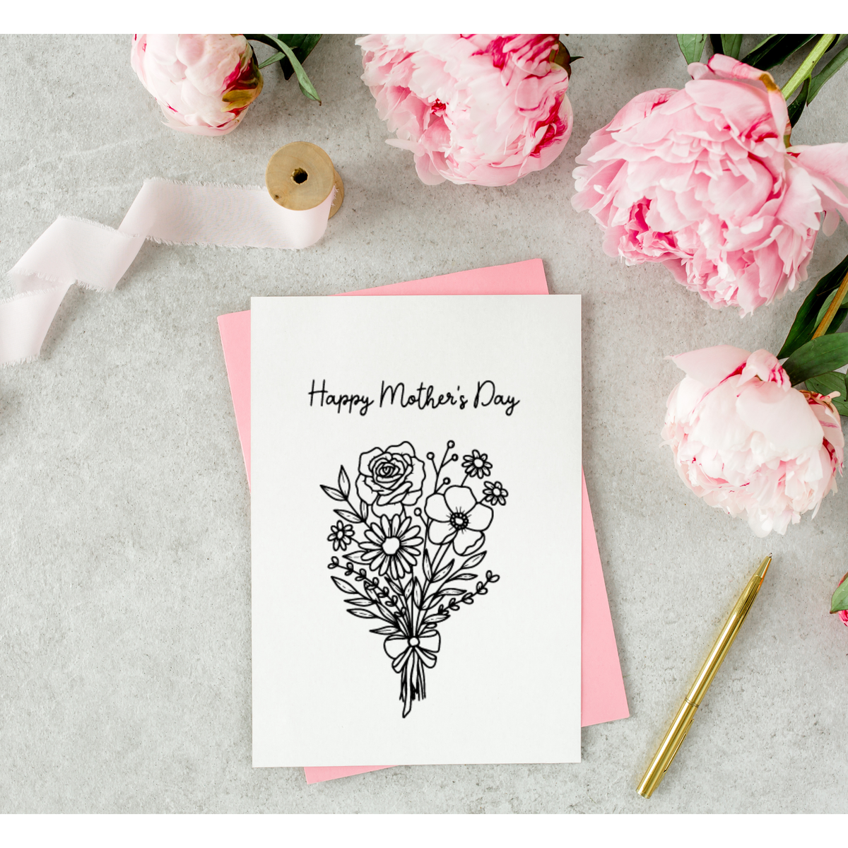 Colour Me - Mothers Day Bouquet Card with Envelope