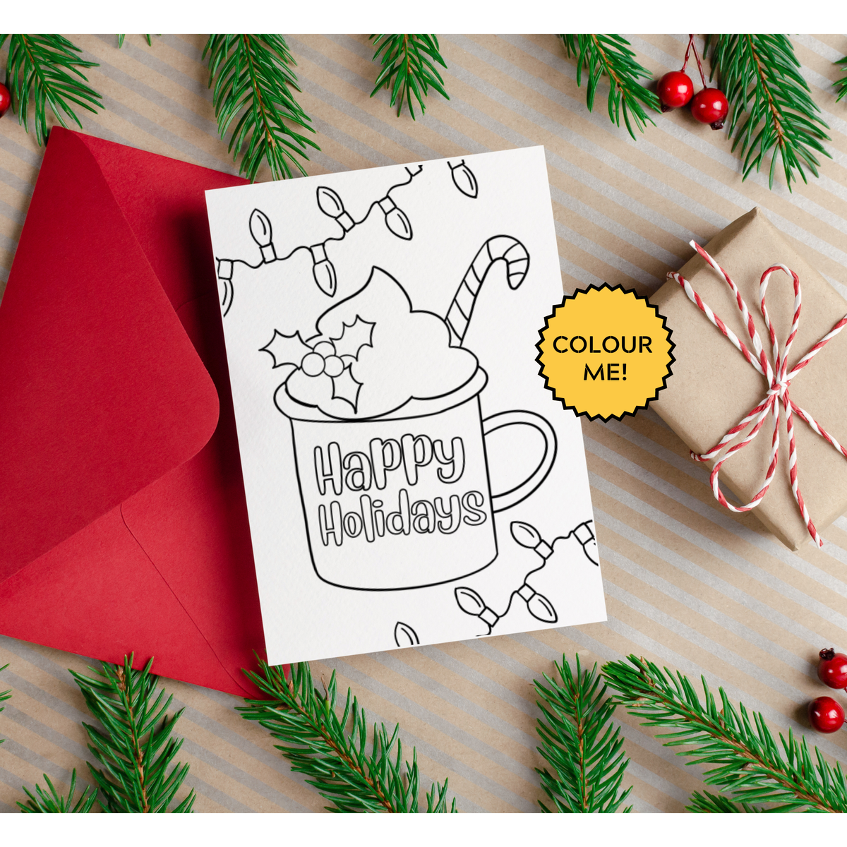 Colour Me - Holiday Mug Card with Envelope