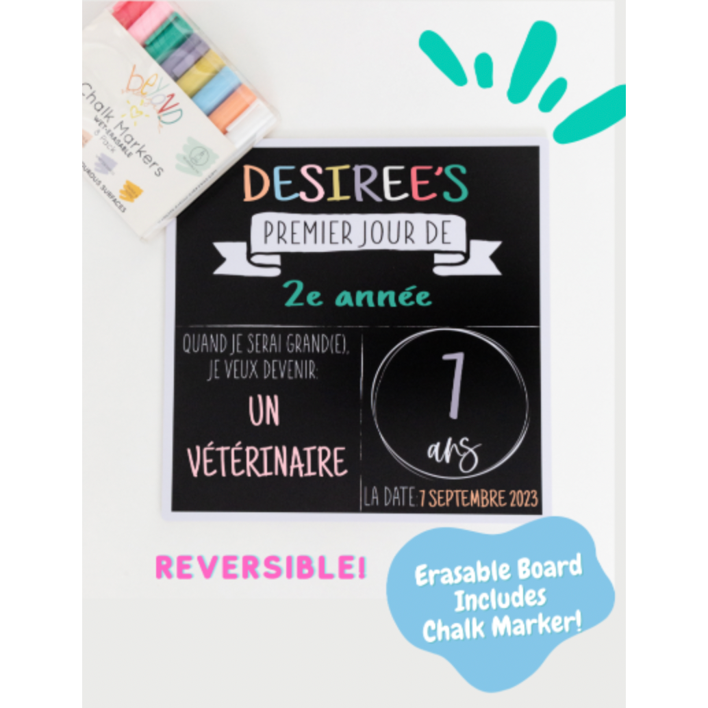 Back to School Board - Reversible in FRENCH