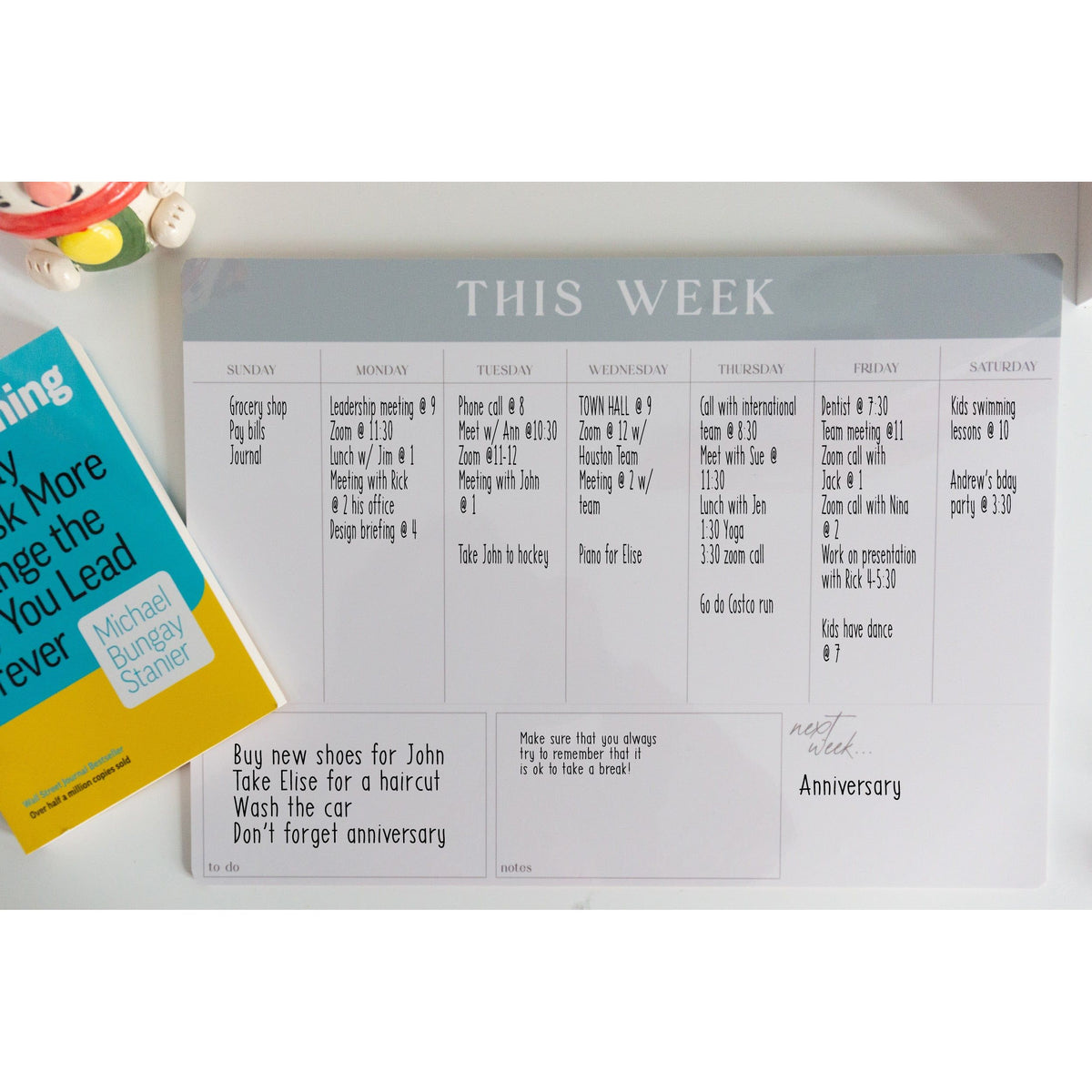 Weekly Planner Reusable Dry Erase Whiteboard