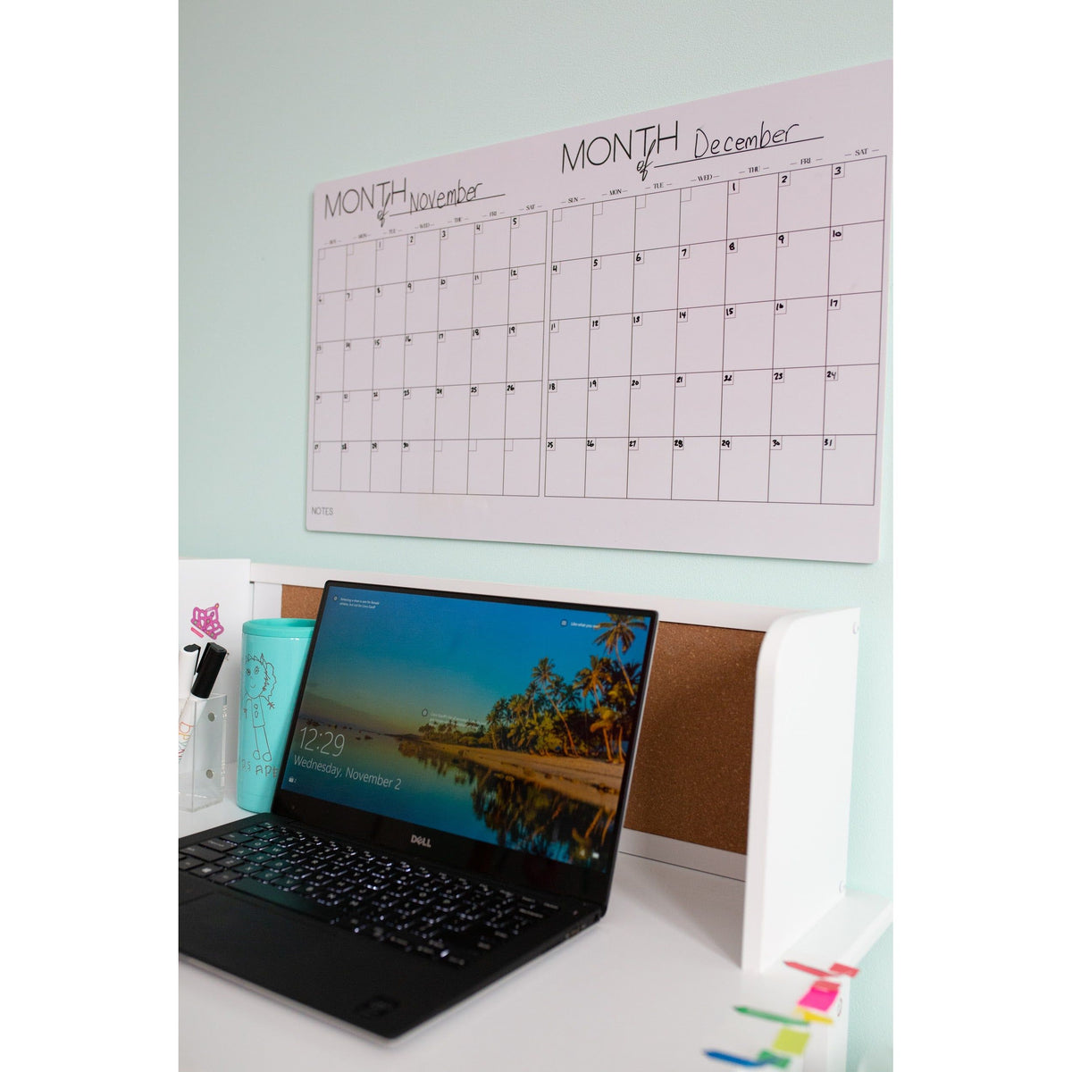 Two Month Erasable Whiteboard Calendar