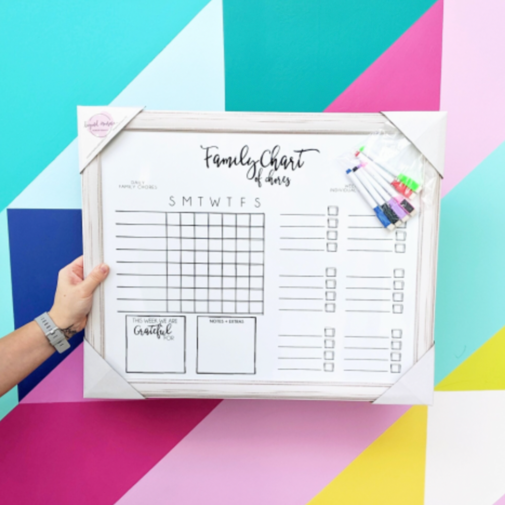 Family Chart of Chores WHITE FRAME - Beyond Measure Boards