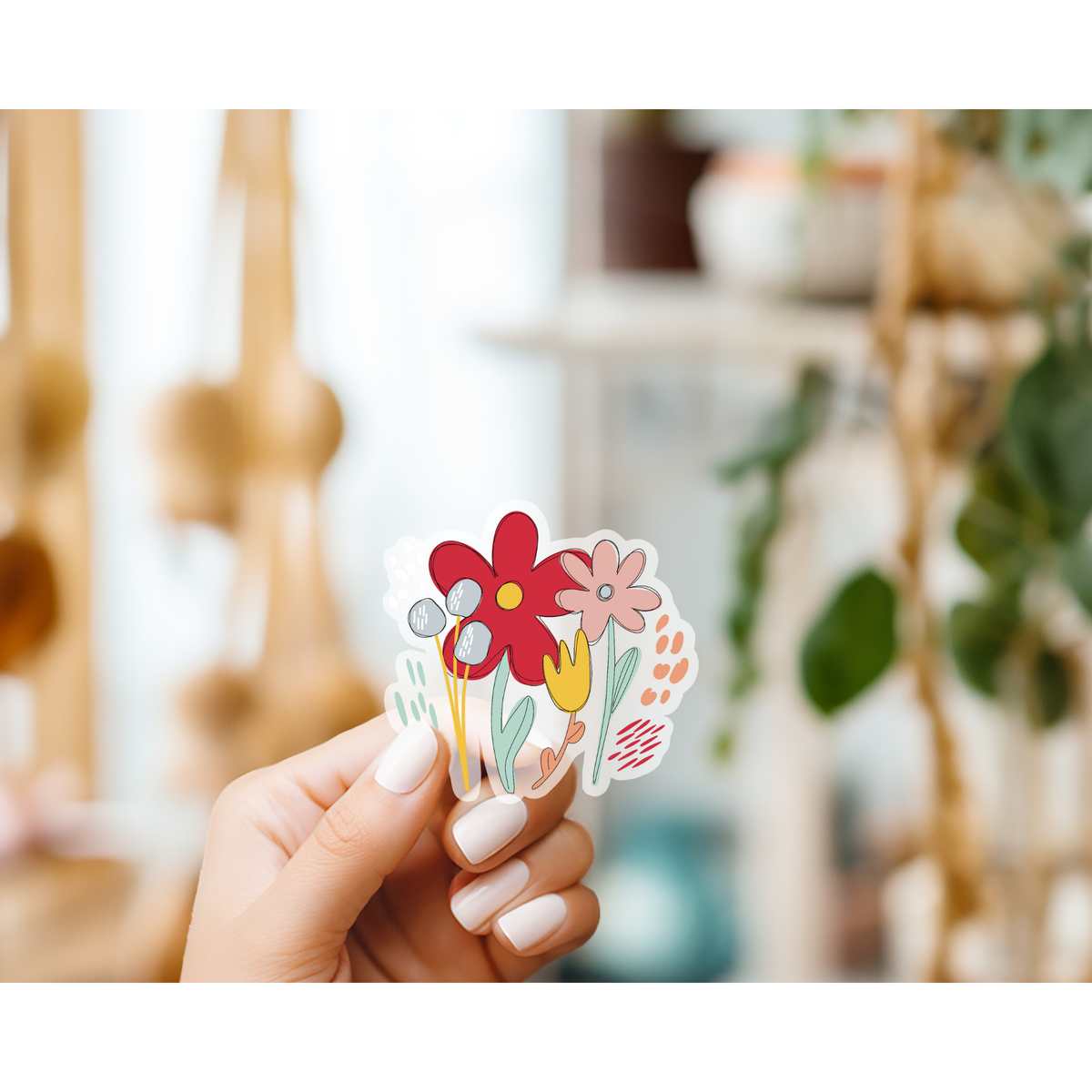 Floral Transparent Sticker | Water Resistant Sticker