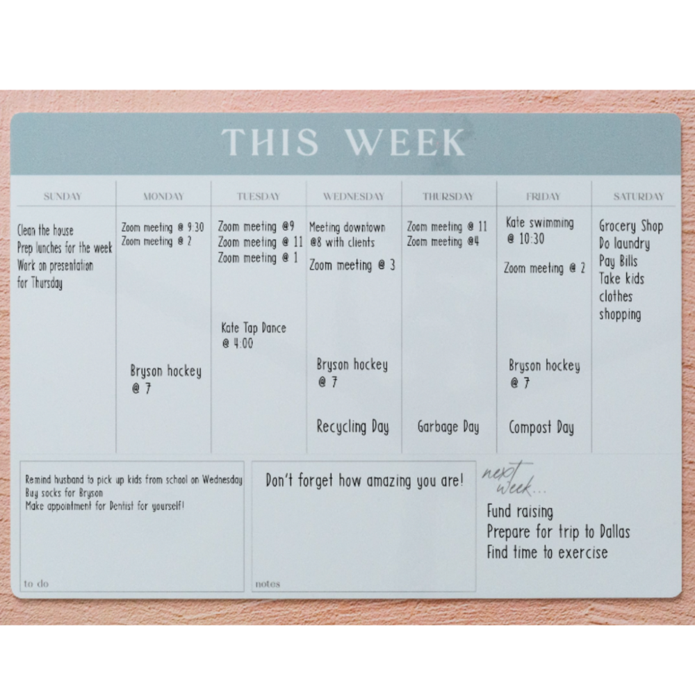 Weekly Planner Reusable Dry Erase Whiteboard